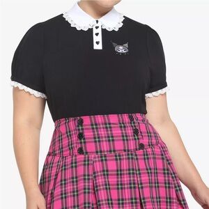 Hot Topic Sanrio Kuromi Lace Collared Short Sleeve Top Size Medium